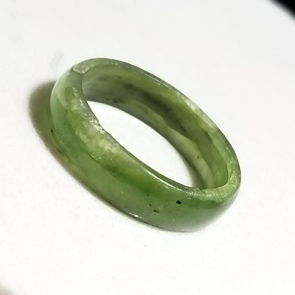 Milky Swirl Jade Ring Natural Gemstone Size 7